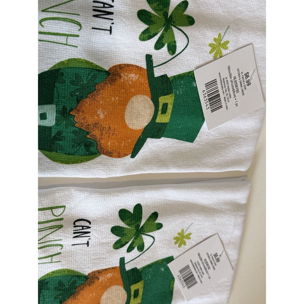 NWT Lot Of 2 ST PATRICKS DAY CAN'T PINCH THIS 16IN X 26IN KITCHEN TOWEL TEA - Picture 3 of 5